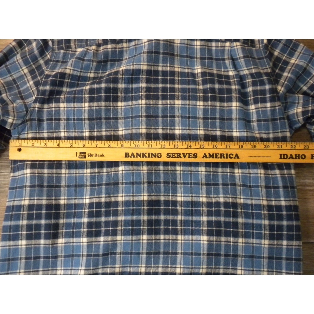 LL Bean Shirt Jacket Shacket Mens M Blue Plaid Flannel Fleece Lined Traditional - Picture 6 of 8